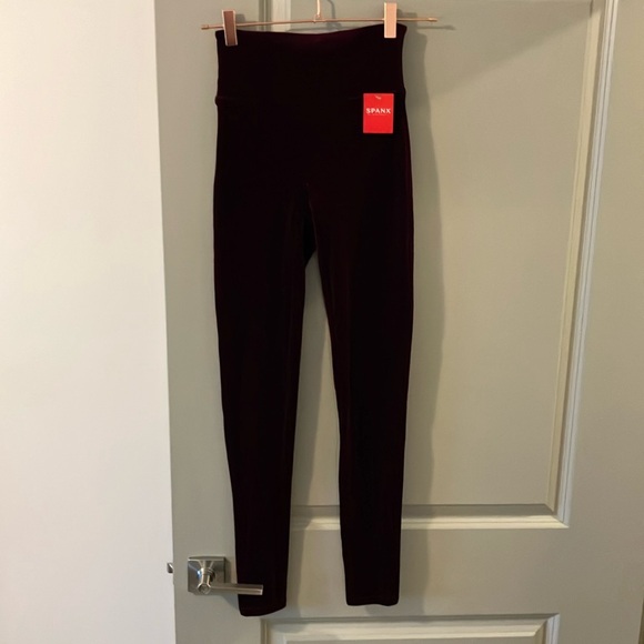 NWT Spanx Burgundy Velvet Leggings Pull On Sz S - Picture 4 of 10